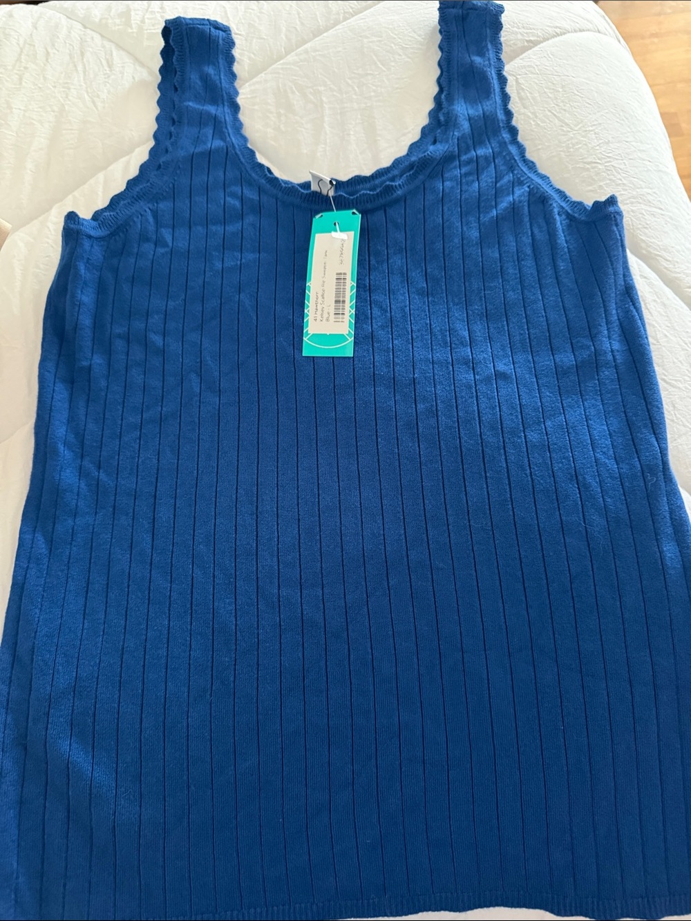 41 Hawthorn Royal Blue Ribbed Tank Dress with Scalloped Straps